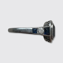 Load image into Gallery viewer, Art Deco Platinum, Sapphire &amp; Diamond Target Ring