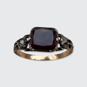 Georgian Garnet & Diamond Ring