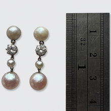 Load image into Gallery viewer, Diamond &amp; Pearl Drop Earrings