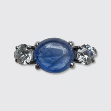 Load image into Gallery viewer, Art Deco Style Cabochon Sapphire &amp; Diamond Ring