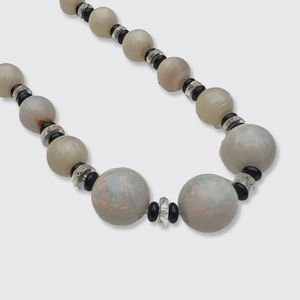 1920s Opal & Onyx Bead Necklace