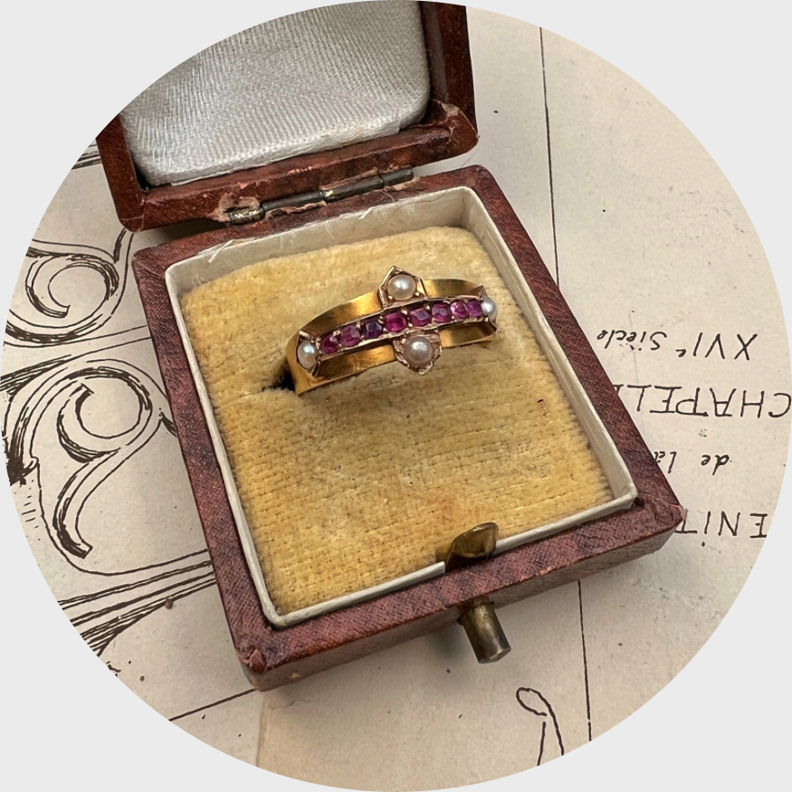 Victorian Ruby & Pearl Ring