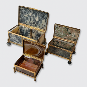 Set of Three Victorian Agate Boxes