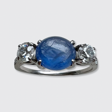 Load image into Gallery viewer, Art Deco Style Cabochon Sapphire &amp; Diamond Ring