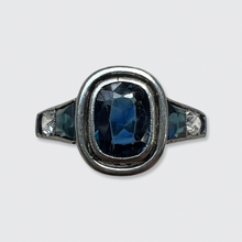 Load image into Gallery viewer, Art Deco Platinum, Sapphire &amp; Diamond Target Ring