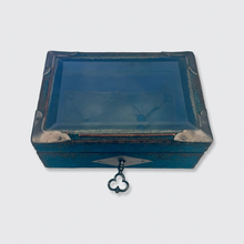 Load image into Gallery viewer, Small Blue Glass Display Box with Key