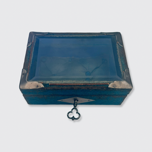 Small Blue Glass Display Box with Key