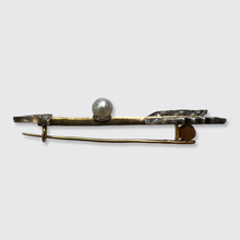 Load image into Gallery viewer, Victorian Pearl &amp; Diamond Arrow Brooch