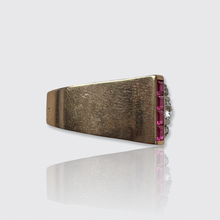 Load image into Gallery viewer, Retro Ruby &amp; Diamond Tank Ring