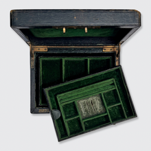 Load image into Gallery viewer, Black Jewellery Box with Green Velvet Interior