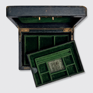 Black Jewellery Box with Green Velvet Interior