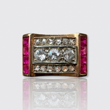 Load image into Gallery viewer, Retro Ruby &amp; Diamond Tank Ring