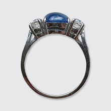 Load image into Gallery viewer, Art Deco Style Cabochon Sapphire &amp; Diamond Ring