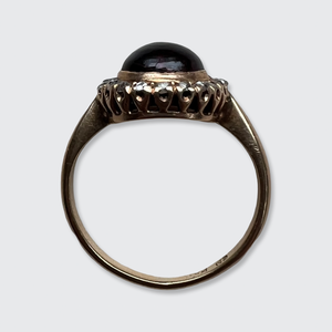 Victorian Cabochon Garnet & Diamond Ring