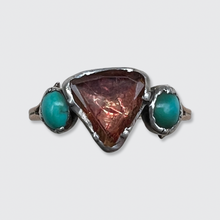 Load image into Gallery viewer, Georgian Foiled Topaz &amp; Turquoise Ring