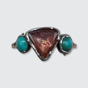 Georgian Foiled Topaz & Turquoise Ring