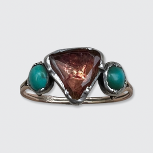 Georgian Foiled Topaz & Turquoise Ring