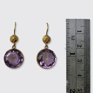 Victorian Circular Amethyst Drop Earrings