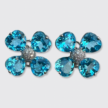 Load image into Gallery viewer, Topaz &amp; Diamond Flower Earrings, Loris Abate