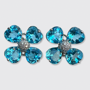 Topaz & Diamond Flower Earrings, Loris Abate