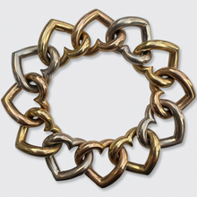 Load image into Gallery viewer, 18k Three Colour Gold Heart Link Bracelet