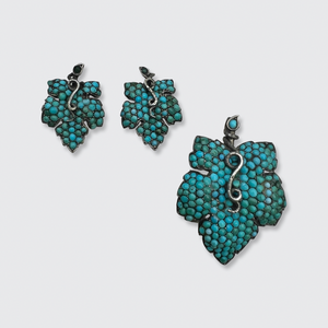 Victorian Turquoise Ivy Leaf Set