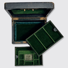 Load image into Gallery viewer, Black Jewellery Box with Green Velvet Interior