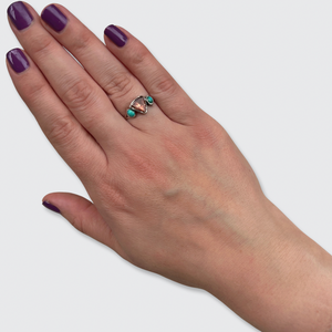 Georgian Foiled Topaz & Turquoise Ring