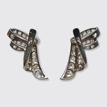 Load image into Gallery viewer, Art Deco Platinum Diamond Bow Earrings