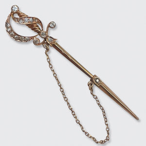 Rose Gold & Diamond Sword Jabot Pin