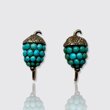 Load image into Gallery viewer, Victorian Turquoise Acorn Earrings with Screw Fittings