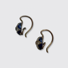 Load image into Gallery viewer, Diamond &amp; Blue Enamel Star Earrings