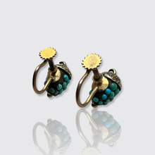 Load image into Gallery viewer, Victorian Turquoise Acorn Earrings with Screw Fittings