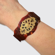 Load image into Gallery viewer, Victorian Tortoise &amp; Gold Cuff Bracelet