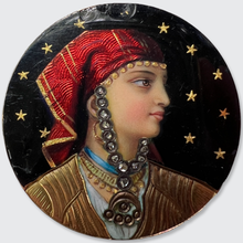 Load image into Gallery viewer, Enamel and Diamond Oriental Lady Circular Brooch