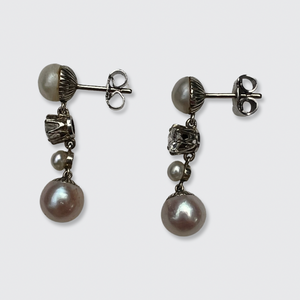 Diamond & Pearl Drop Earrings