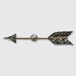 Victorian Pearl & Diamond Arrow Brooch