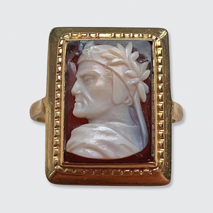 Hardstone Dante Alighieri Cameo Ring