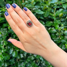 Load image into Gallery viewer, Garnet &amp; Diamond Cluster Ring