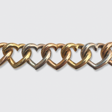 Load image into Gallery viewer, 18k Three Colour Gold Heart Link Bracelet