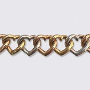 18k Three Colour Gold Heart Link Bracelet