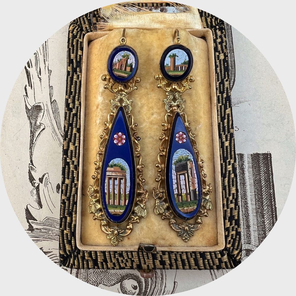 Victorian Grand Tour Micro Mosaic Earrings