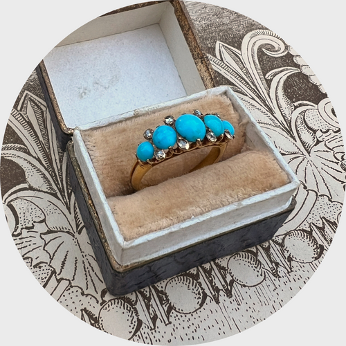 Turquoise & Rose-Cut Diamond Ring