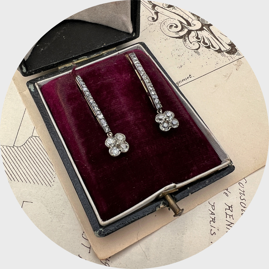 Belle Epoque Diamond Clover Drop Earrings