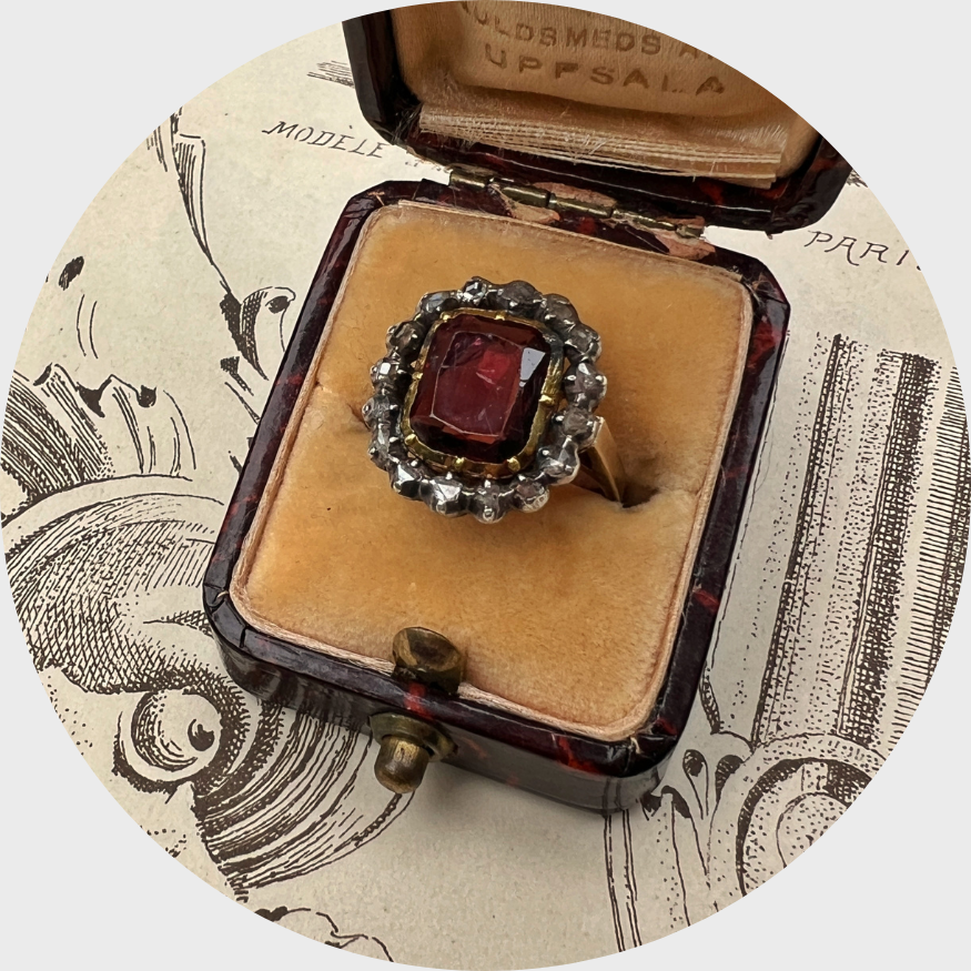 Garnet & Diamond Cluster Ring