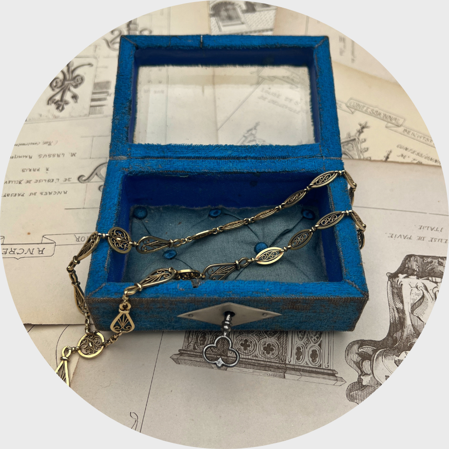 Small Blue Glass Display Box with Key