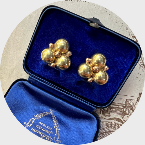 Retro Two Tone Gold Clip Earrings