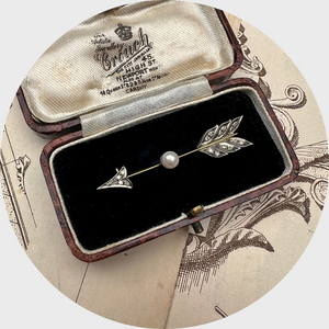 Victorian Pearl & Diamond Arrow Brooch