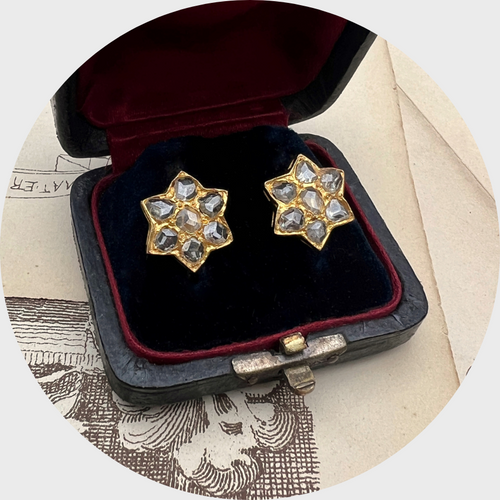 Victorian Rose-Cut Diamond Star Earrings