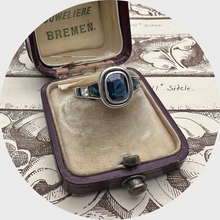 Load image into Gallery viewer, Art Deco Platinum, Sapphire &amp; Diamond Target Ring